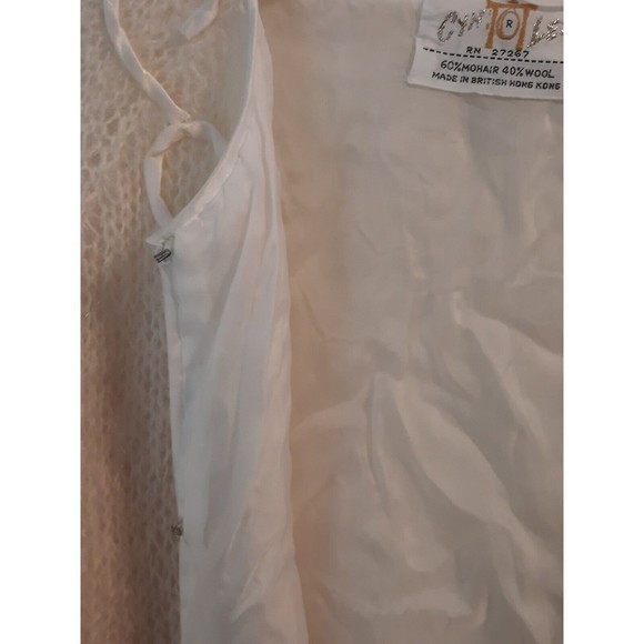 Vtg Ladies 1950’s Cyn-Les Sm Wool Mohair Satin Trim Cardigan British Hong Kong - Picture 4 of 8